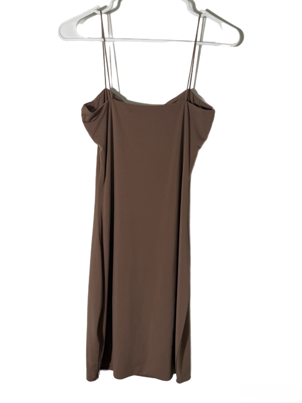 Love Tree Brown Satin Cowl Slip Dress - Picture 2 of 3